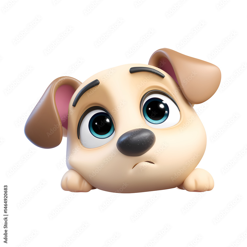 Adorable 3D Cartoon Puppy with Sad Expression on Transparent Background Adorable 3D Cartoon Puppy with Sad Expression on Transparent Background