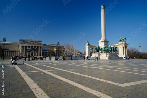 Photography Vàrosligeti lake and Hosok tere square in Budapest , Hungary