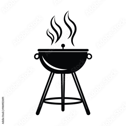 a grilling station three legged vector art silhouette