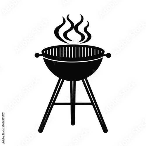 a grilling station three legged vector art silhouette