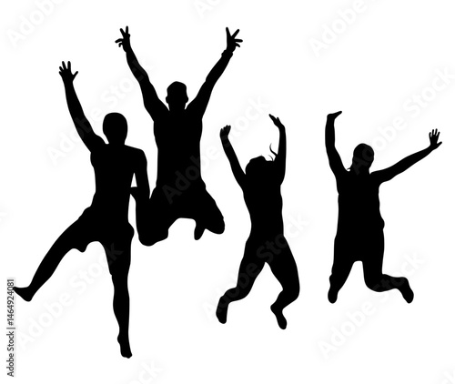 Four People Silhouette Jumping in Air