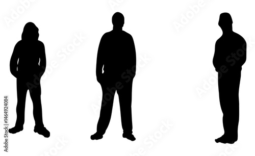 Three Standing Silhouetted People Isolated