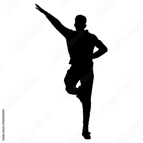 Silhouette of Man Balancing in One-Leg Yoga Pose