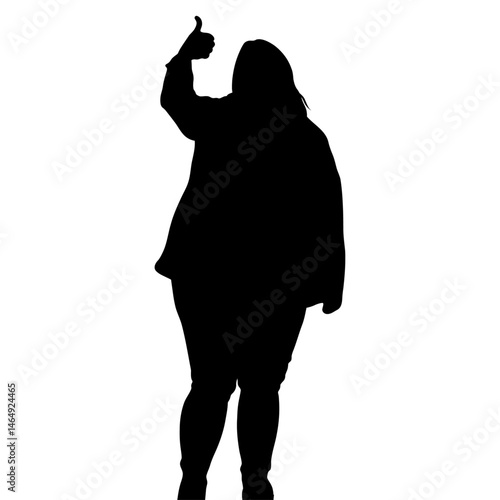 Silhouette of Plus Size Woman Giving Thumbs Up