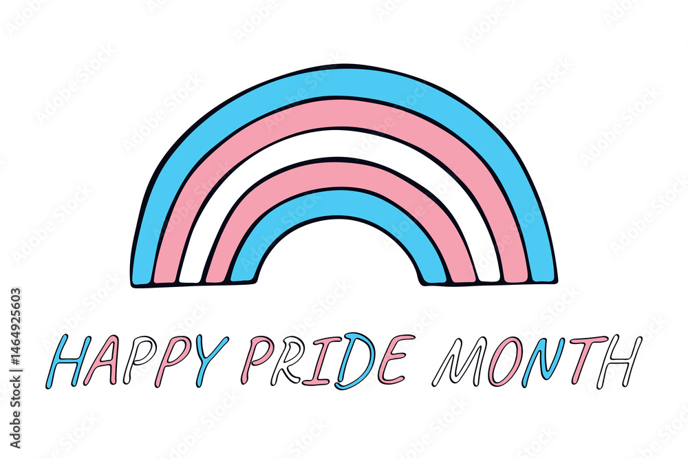 Colorful rainbow shape Transgender pride flag Happy pride day LGBTQIA community Pride Month Vector hand drawn doodle for posters, stickers, logo, cards Colorful rainbow shape Transgender pride flag Happy pride day LGBTQIA community Pride Month Vector hand drawn doodle for posters, stickers, logo, cards