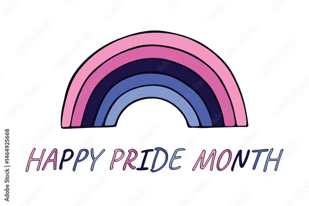 Fototapeta premium Colorful rainbow shape Omnisexual pride flag Happy pride day LGBTQIA community Pride Month Vector hand drawn doodle for posters, stickers, logo, cards