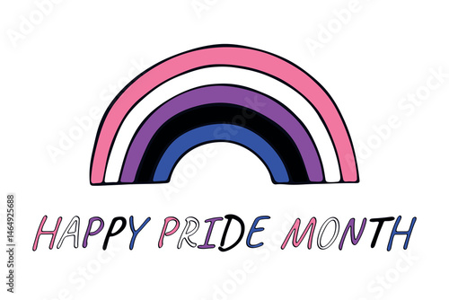 Colorful rainbow shape Gender fluid pride flag Happy pride day LGBTQIA community Pride Month Vector hand drawn doodle for posters, stickers, logo, cards