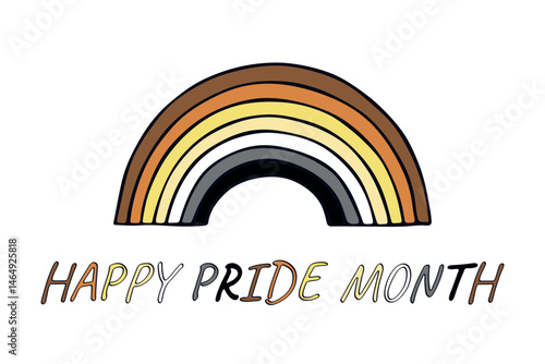 Colorful rainbow shape Bear brotherhood pride flag Happy pride day LGBTQIA community Pride Month Vector hand drawn doodle for posters, stickers, logo, cards