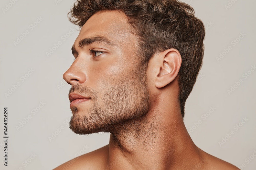 Fototapeta premium Profile of a young caucasian male with a beard