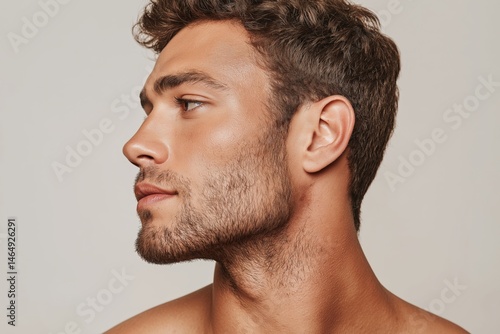 Profile of a young caucasian male with a beard