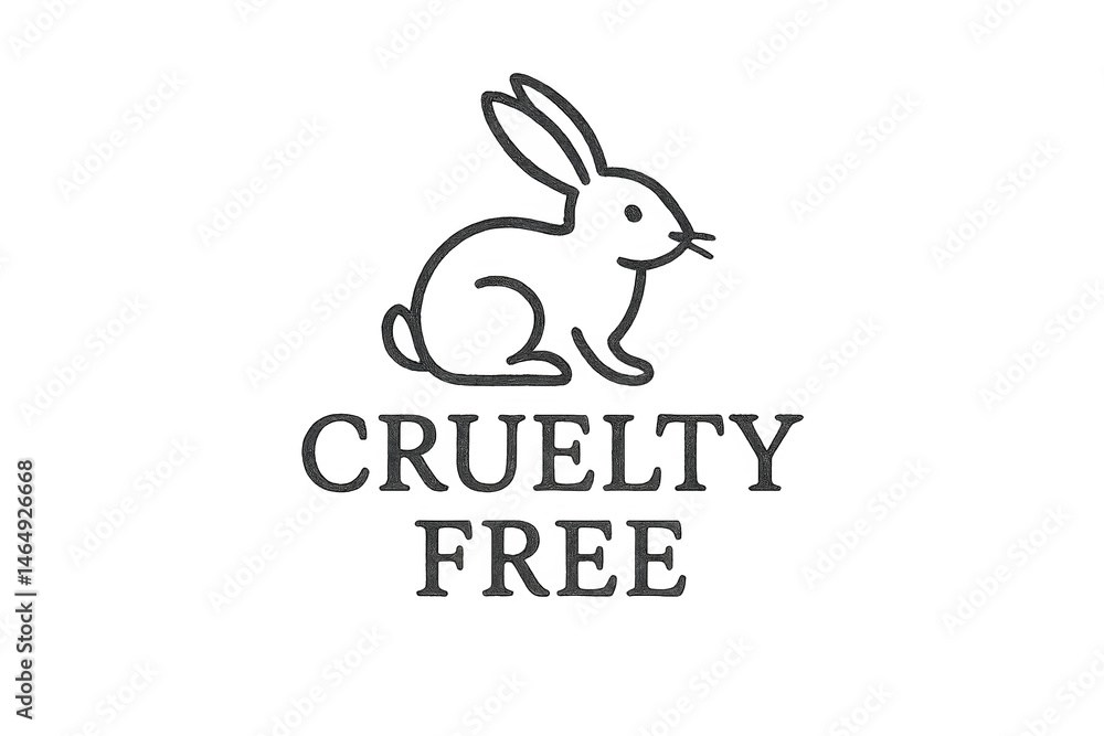 A cartoon rabbit symbol with the text CRUELTY FREE beneath it, indicating products not tested on animals. Concept Cartoon Rabbit Symbol, Cruelty-Free Label, Animal Welfare, Ethical Products A cartoon rabbit symbol with the text CRUELTY FREE beneath it, indicating products not tested on animals. Concept Cartoon Rabbit Symbol, Cruelty-Free Label, Animal Welfare, Ethical Products