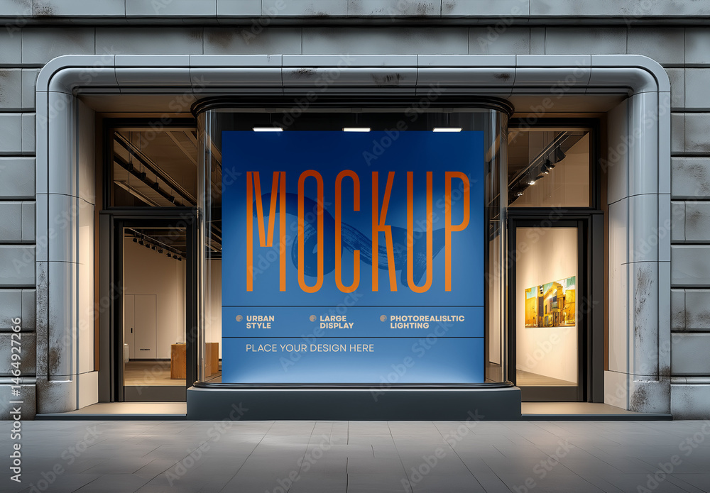 Storefront Window Poster Large Storefront Poster Mockup – Realistic Urban Window Display for ...