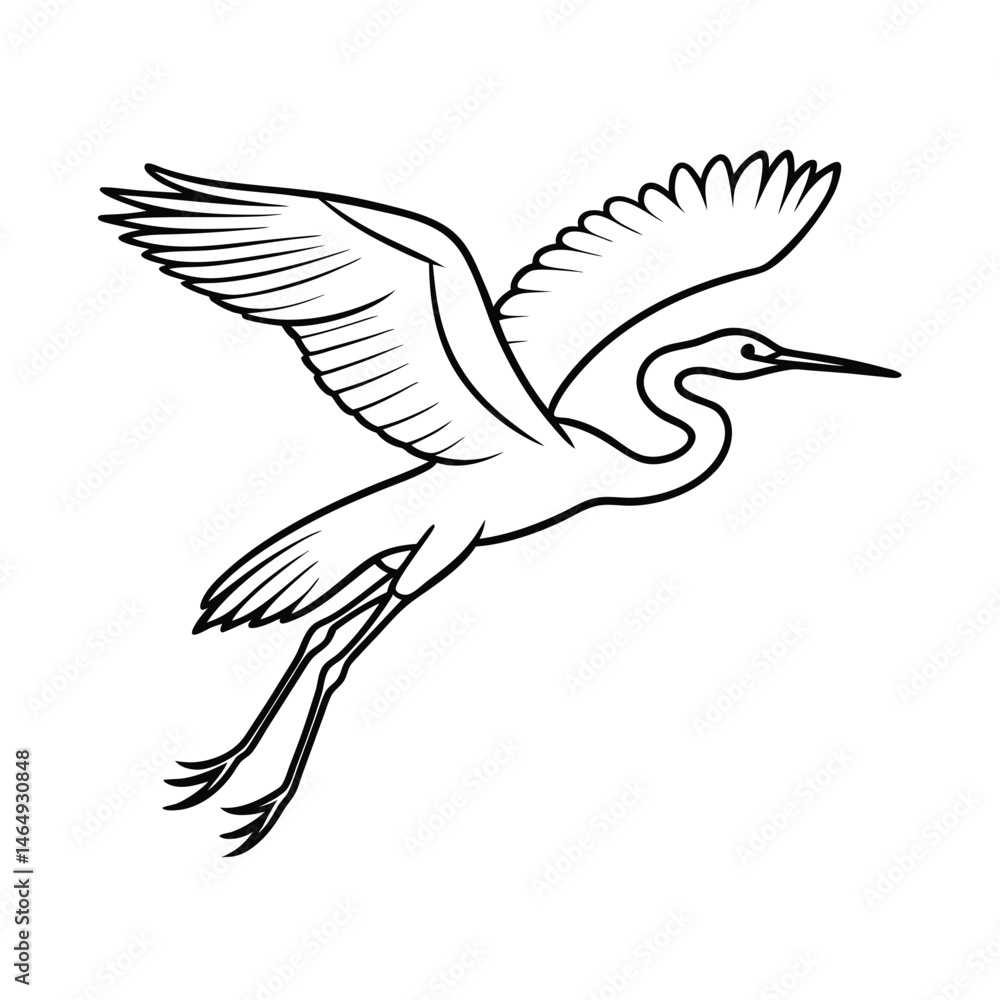 Obraz premium heron in flight line art vector