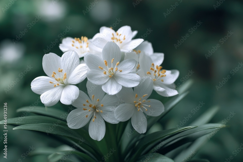 Fototapeta premium Serene White Flowers: A Cluster of Delicate Blooms in Soft, Moody Light