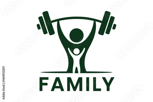 Family fitness training together weightlifting logo