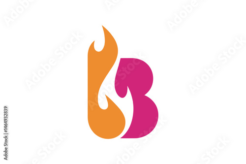 Letter b flame logo design hot brand identity icon