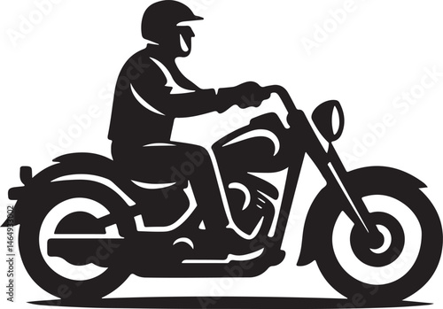 Classic Harley Davidson Rider Vector Silhouette Logo