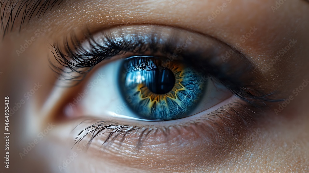 Close-up of a captivating, vibrant blue eye with intricate patterns. Close-up of a captivating, vibrant blue eye with intricate patterns.