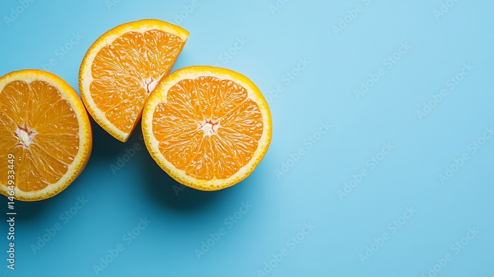 Fototapeta premium Three citrus slices of vibrant color, freshness, and simple composition.