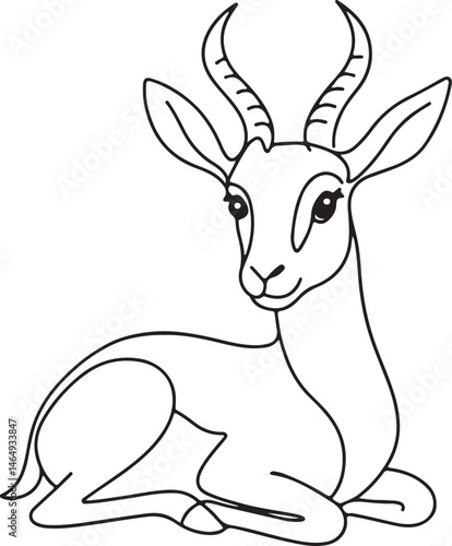 Springbok Antelope One Line Drawing Art