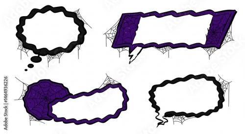 Purple and Black Speech Bubbles Set