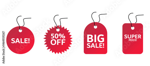 Set of 4 sale price tags vector