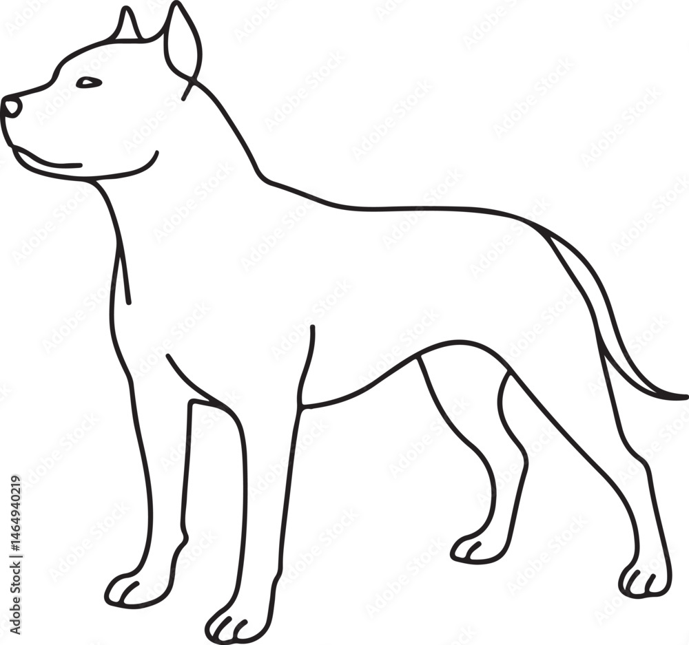 Obraz premium Pit Bull Dog Full Body One Line Art