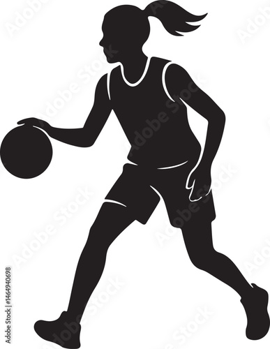 Female Basketball Player Silhouette Vector Design