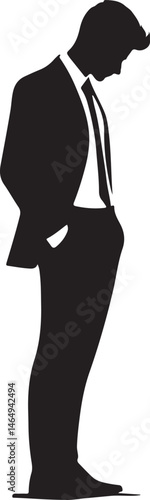 Businessman Standing Silhouette Looking Down