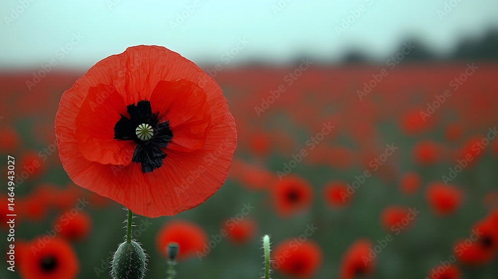Obraz premium Stunning Red Poppy Flower in Vibrant Field