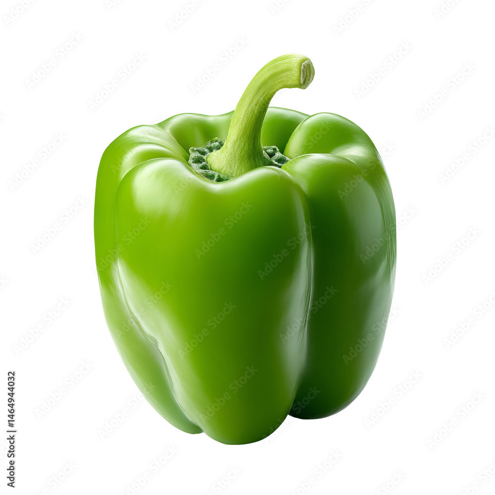 A close-up shot of a vibrant green bell pepper, showcasing its fresh and natural appeal A close-up shot of a vibrant green bell pepper, showcasing its fresh and natural appeal