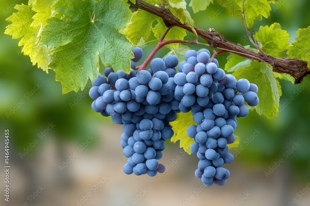 Luscious Blue Grapes Hanging on Vine: A Serene Autumnal Still Life Luscious Blue Grapes Hanging on Vine: A Serene Autumnal Still Life