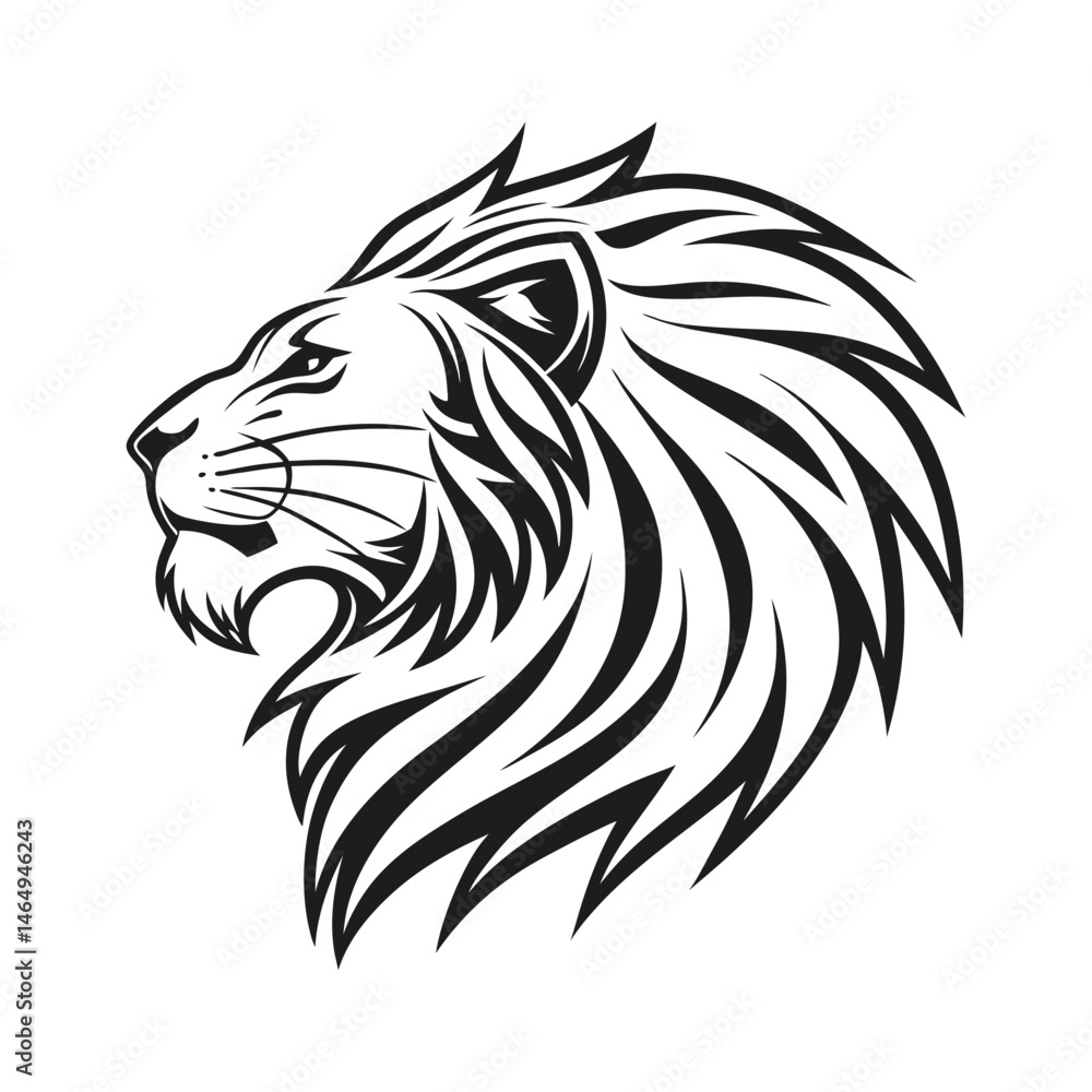 Fototapeta premium lion head line art vector art silhouette