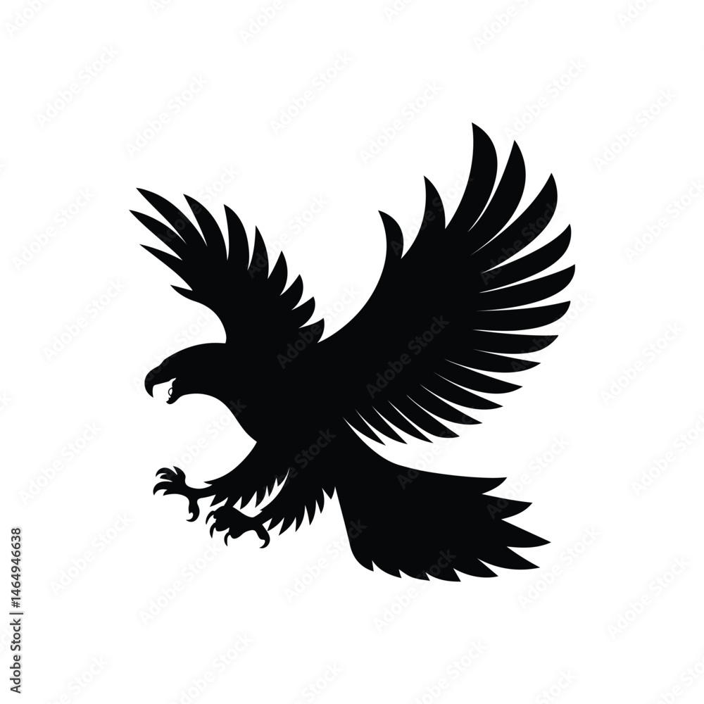 Fototapeta premium Flying Eagle silhouette vector illustration on white background