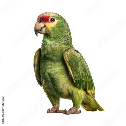 Vibrant Amazon Parrot Portrait Isolated on Transparent Background