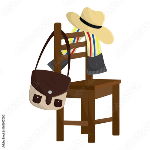 Colombian chair with ruana. Vector