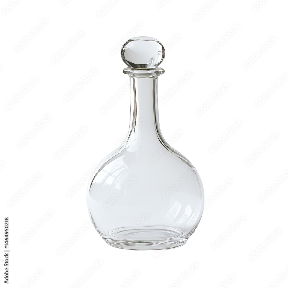 Elegant Clear Glass Decanter with Stopper for Serving Beverages - Isolated on Transparent Background PNG Elegant Clear Glass Decanter with Stopper for Serving Beverages - Isolated on Transparent Background PNG