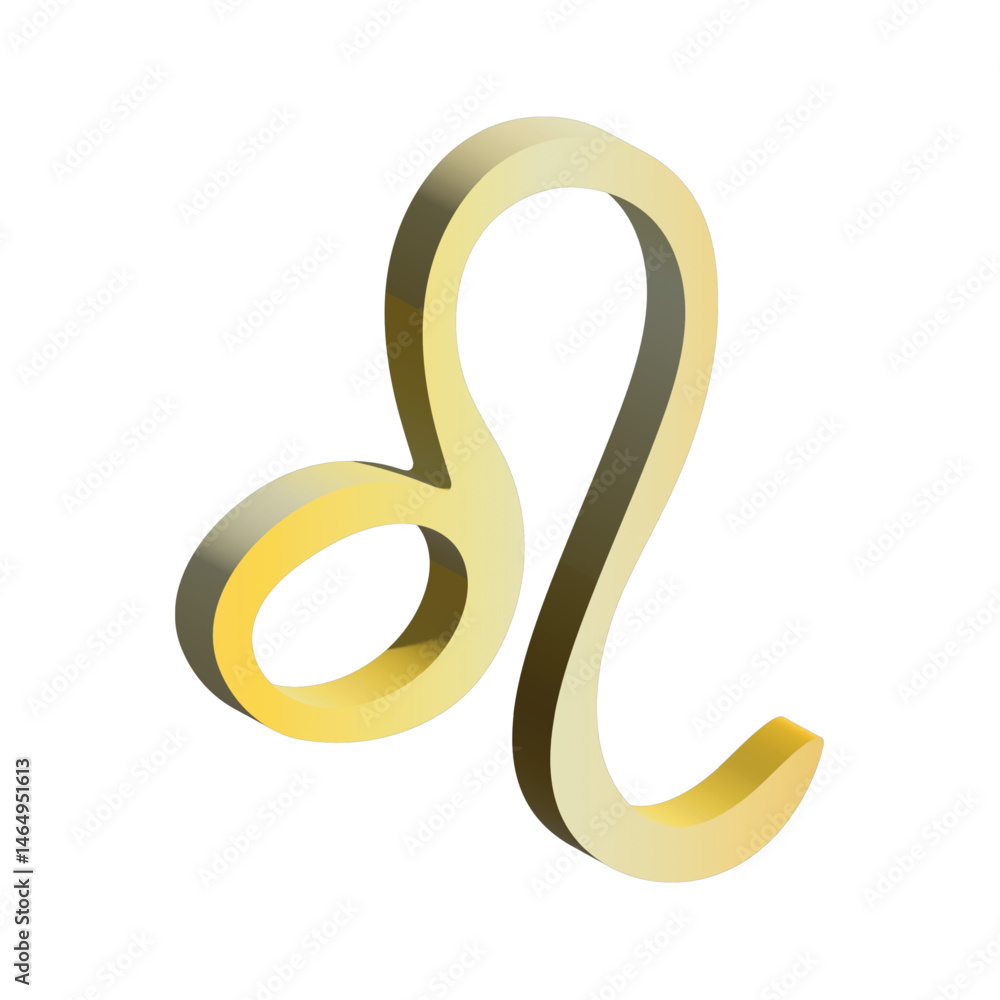 Fototapeta premium 3d leo zodiac sign Esoteric symbol Astrology clipart Element for design
