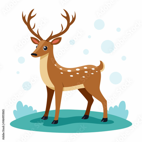 Minimal Reindeer in Snow – Vector on White
