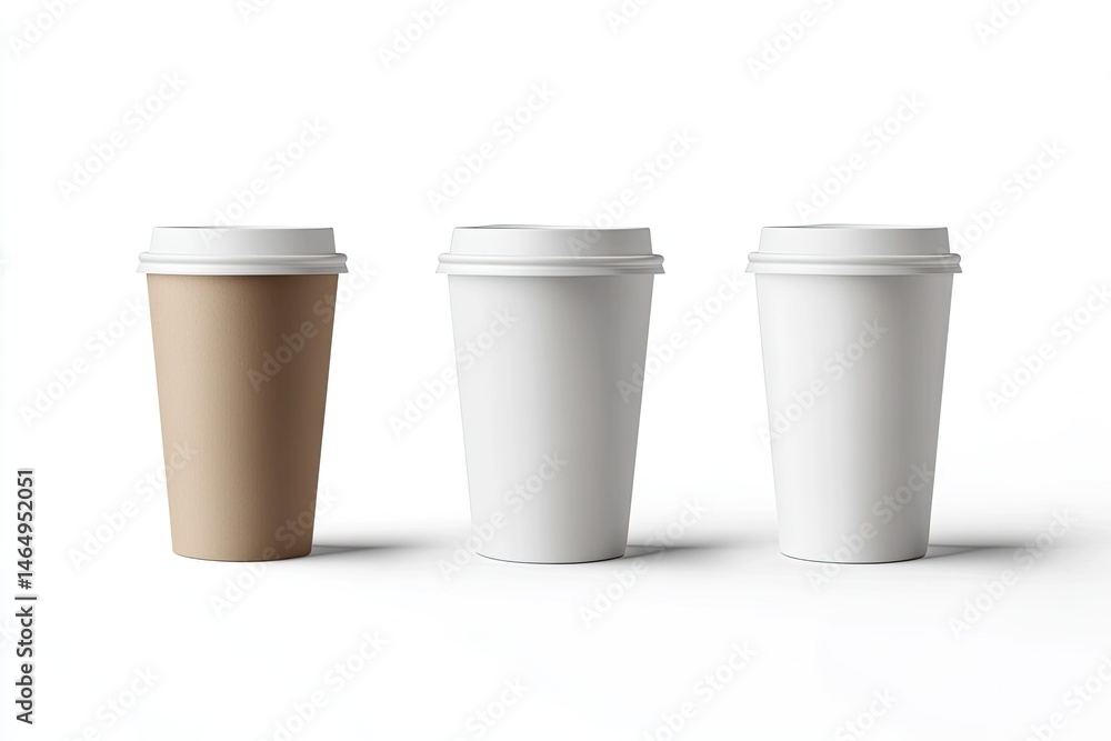 Three Disposable Coffee Cups Three Disposable Coffee Cups