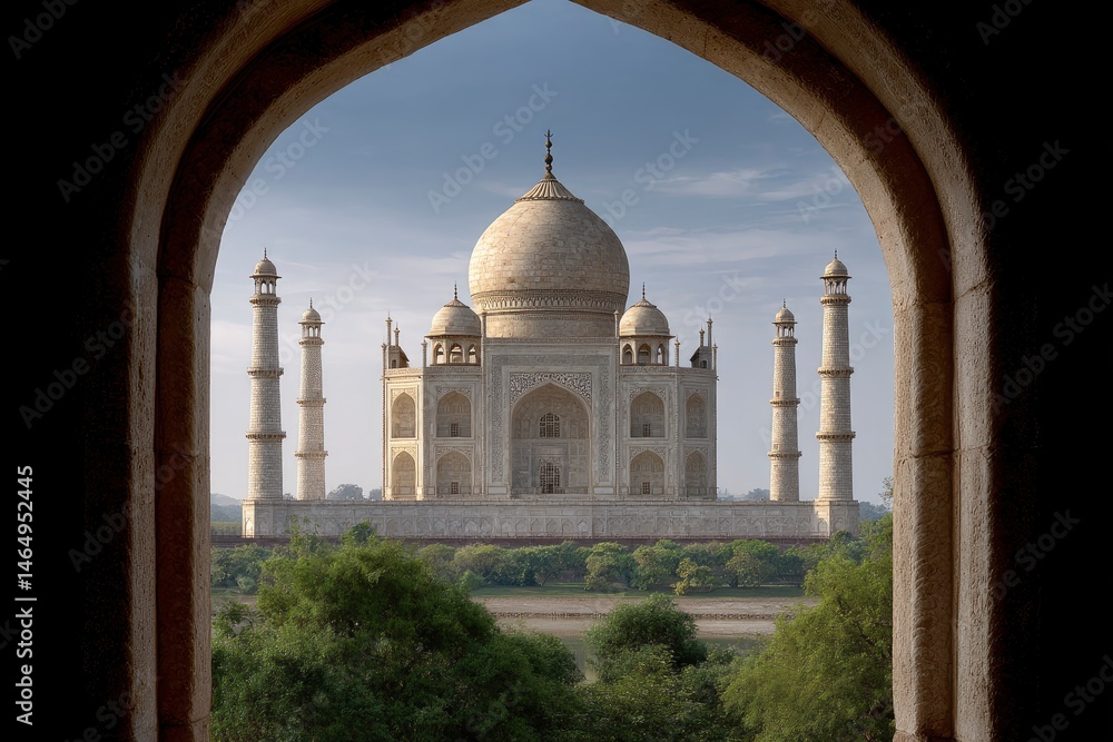 Obraz premium Taj Mahal Framed: Serene Architectural Masterpiece