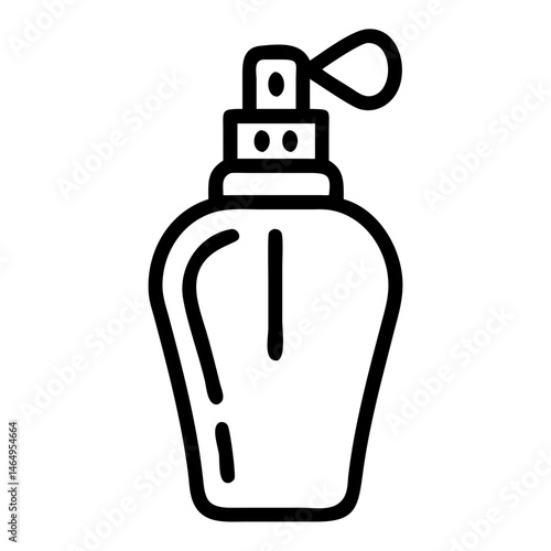 Perfume Atomizer Icon , Vintage Fragrance Spray Bottle, Line Art Cosmetic Dispenser