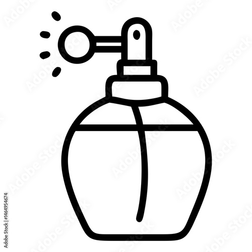 Perfume Atomizer Icon , Vintage Fragrance Spray Bottle, Line Art Cosmetic Dispenser