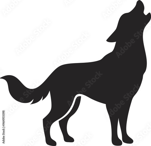 Silhouette of a howling wolf against a simple background, symbolizing wilderness.
