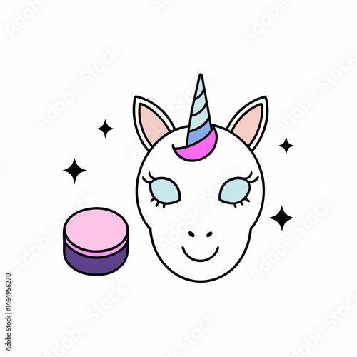 Unicorn head with dramatic winged eyeliner