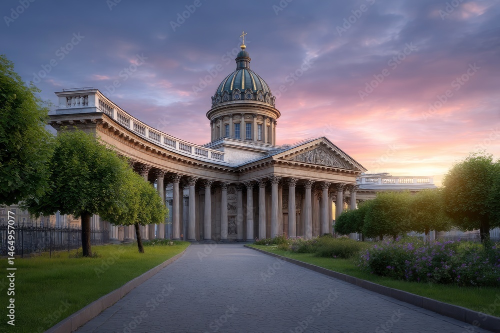 Obraz premium Saint Isaac's Cathedral: Serene Sunset, Classical Grandeur