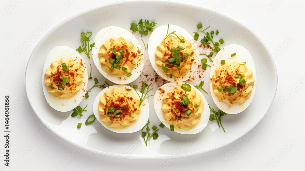Deviled Eggs on a White Oval Platter Garnished with Chives and Paprika, Perfect for Parties, Celebrations, and Appetizer Spread in Elegantly Styled Presentation Deviled Eggs on a White Oval Platter Garnished with Chives and Paprika, Perfect for Parties, Celebrations, and Appetizer Spread in Elegantly Styled Presentation