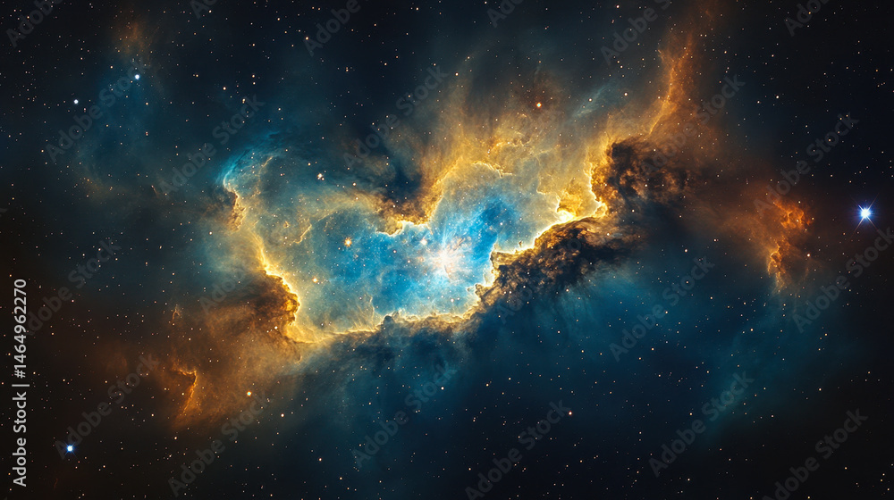 Stunning Cosmic Nebula in Deep Space with Vibrant Colors and Star-Studded Background Capturing the Majesty of the Universe