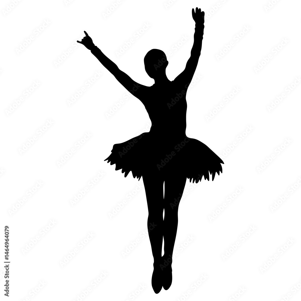 Obraz premium Silhouette of Ballet Dancer with Arms Raised in Classic Tutu