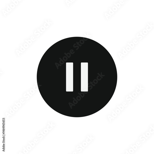 Pause button music icon template in black vector illustration